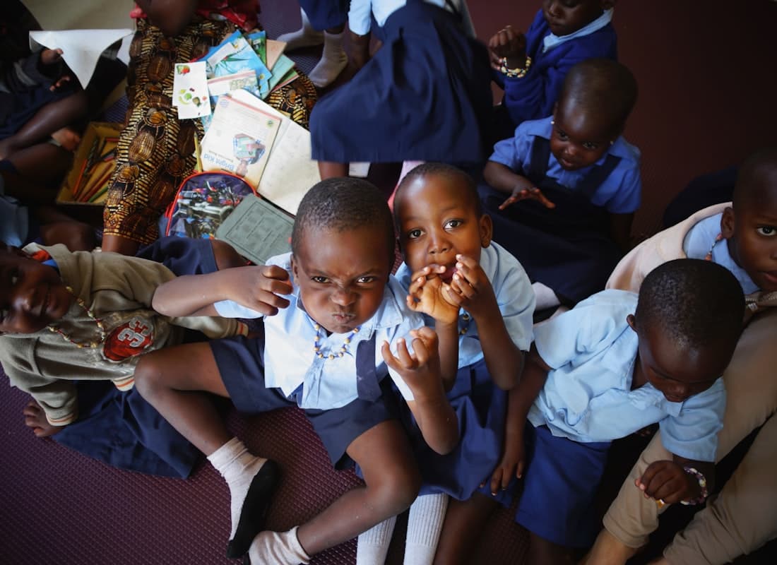 Schoolboys laughing together in Mwanza, Tanzania